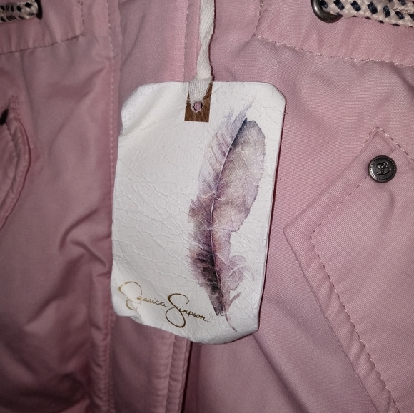 Jessica Simpson Girls Full Zip Pink Faux fur lined Hooded Jacket W Pockets NEW - Picture 3 of 11